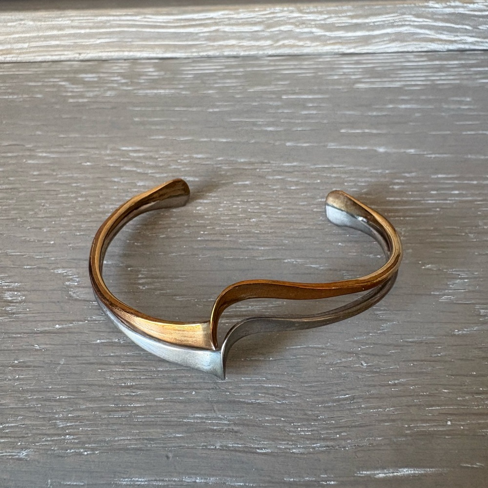 Elegant Two-Tone Cuff Bracelet